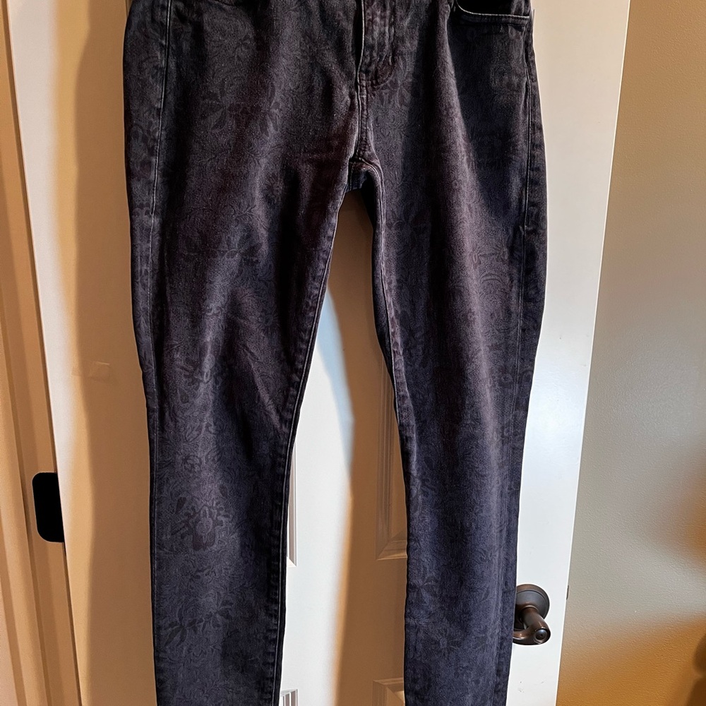 CAbi Dark Wash Pattered Jeans